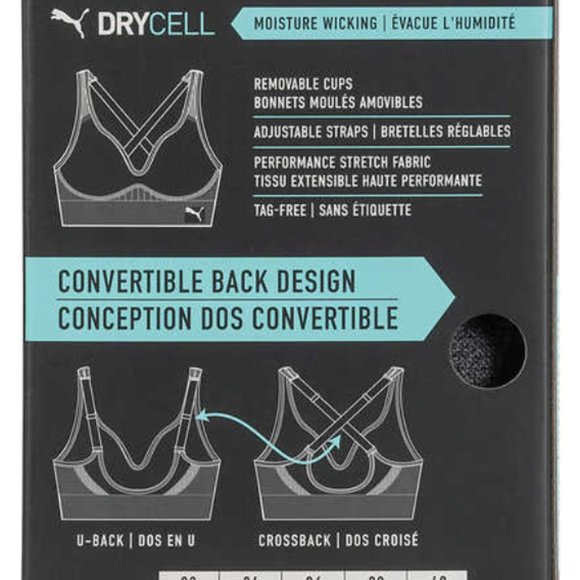 PUMA Women’s Seamless Convertible Sports Bra, Size S - Black - Picture 3 of 5